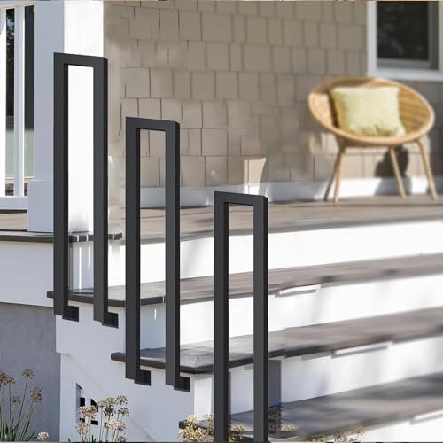 Handlauf Treppe, Treppen GeläNdergeläNder U,M-FöRmige, TreppengeläNder, Treppenhandlauf GeläNder FüR AußEnbereich, Indoor Outdoor Garten Treppenhaus Treppen StüTzgeläNder (35cm, Schwarz 20cm)