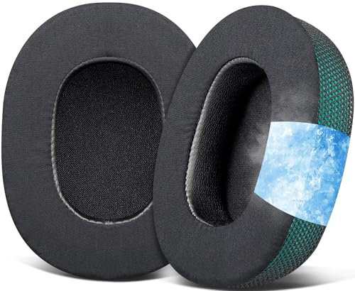 SOULWIT Cooling-Gel Replacement Earpads for Skullcandy Hesh 3/ANC/Evo & Crusher Wireless/ANC/Evo & Venue ANC Over-Ear Headphones, Ear Pads Cushions with Ice Silk Fabric - Dark Green