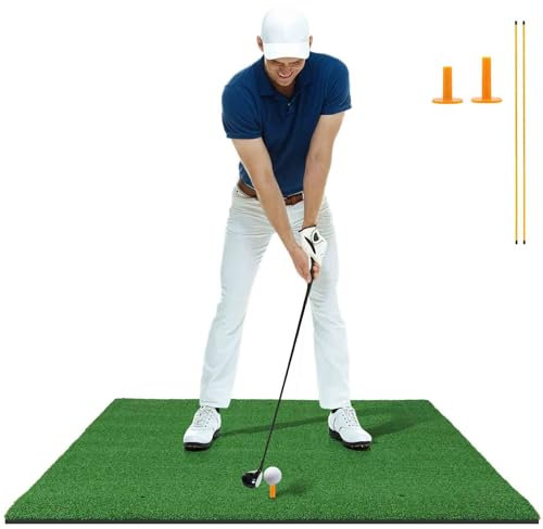 LIFEZEAL Tappetino da allenamento da golf con 2 tees, 6 fori e 2 bastoncini di allineamento, tappetino da colpire da golf in EVA pieghevole e portatile, interno ed esterno (152 x 117 x 2,2 cm)