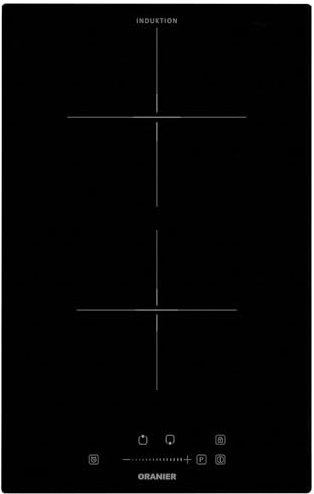 Oranier Kochfeld 30 cm Induktion autark - Domino Glaskeramik Induktionskochfeld mit 2 Kochzonen roter LED Anzeige & Slider Bedienung KFI330