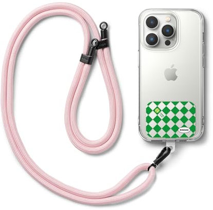 Ringke Holder Link Strap Tennis Club [Kordel mit TPU Design-Tag] Crossbody Handykette Universal zum Umhängen Kompatibel mit Universeller Handyhülle - Pink