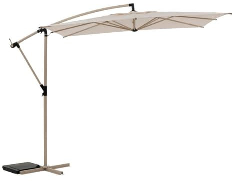 Hespéride - Parasol Déporté Carré Manoa Argile 25 x 25 m Anti-rouille Toile Déperlante Amovible Orientable 360° Protection Soleil Jardin Terrasse