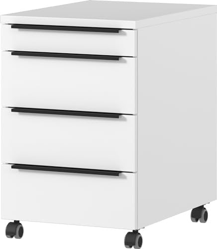 Germania Rollcontainer 4377-84, in Weiß, mit Utensilienfach, 42 x 63 x 60 cm (BxHxT)