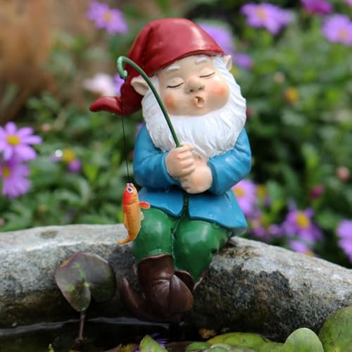 Fishing Gnome For Pond | Fishing Dwarf Statue | Funny Garden Fishing Figurine | Fishing Sitter Statue | Outdoor Decorations For Yard Lawn Pond Pool Riverside Decoration