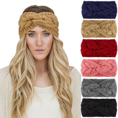 DRESHOW 6 Stück Winter Stirnband Damen Strick Ohrenwärmer Stirnbänder Mädchen Gestrickt Stirnband Kopfband Haarband Headwrap Frauen Haarbänder