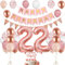 22. Geburtstag Deko Roségold - Luftballons, Tortendeko, Mädchen Party Set - Zahl 22 Ballons in Weiß, Rosa für Festliche Dekoration