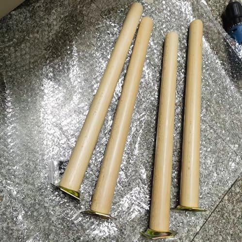 SGSKEIEY Wooden Furniture Legs Set of 4, Mid-Century Modern, Beech Wood, Bolt-On, Straight, Nature Wood Colour, 55cm, Tilting