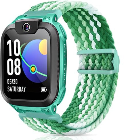 Hexasider Kids Straps Compatible with Watch Phone Z7/Z6/Z1, Nylon Braided Wristbands for imoo Smartwatch Kids Z1/Z6/Z7 Replacement Bands for Girls Boys, MultiGreen