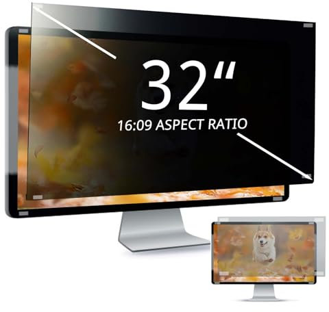EliWhale Filtro de pantalla de privacidad para computadora, protector de pantalla de privacidad extraíble de 32 pulgadas, 16:9, protector de pantalla HD antiluz azul y antirreflejos, ancho x altura de