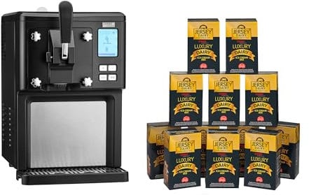 Cooks Professional Luxury Soft Serve Ice Cream Maker | 1.5L | Self-Cooling Compressor | Auto Cleaning | Digital Display | Perfect for Whippy Sundaes & Desserts | Includes 12 x 1L Luxury Jersey Mix