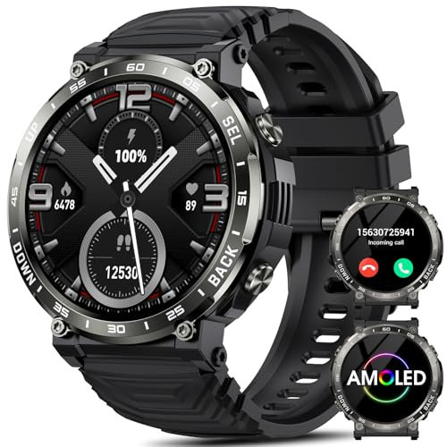 PYRODUM 1.52 Smartwatch Uomo, Orologio Sportivo con 118 Modalità Sportive, 24/7 Cardiofrequenzimetro/Sonno/SpO2,Contapassi, Chiamate Bluetooth, Password, Impermeabile Orologio Fitness, Android iOS
