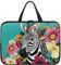 ZIATUBLES Colorful Floral Zebra Print Laptop Sleeve Case Zippered Computer Cover Compatible with 10-17 Inch Tablet 360° Protective Carrying Bag Briefcase for Women Men, 10inch