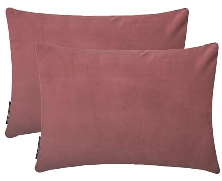 The HomeCentric Zartrosa Luxus Lendenkissenbezug 50 x 90 cm | 2er-Pack Modern Samt Kissenhülle Solide | Einfacher Feststoff Kissenbezüge für Couch, Sofa und Bett, Wohndeko - Blush Pink Velvet Dream