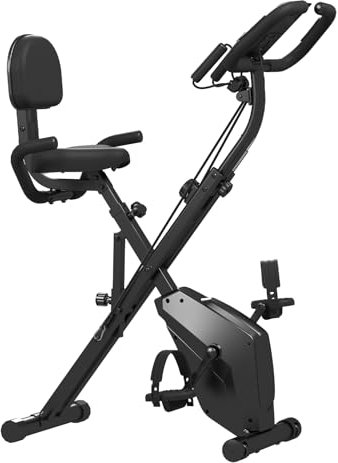 Dskeuzeew Heimtrainer Fahrrad Klappbar Ergometer Hometrainer mit Magnetwiderstandssystem und Widerstandsband Heimtrainer-Fahrrad mit LCD Monitor 150KG Gewichtskapazität