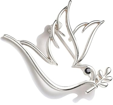 Zarte Friedens-Symbol-Brosche mit Blattmuster, leicht, vielseitig, modisch, Vintage-Stil, Legierung, Tauben, Schmuck, raffinierte durchbrochene Brosche für Damen, Einheitsgröße, Wie beschrieben