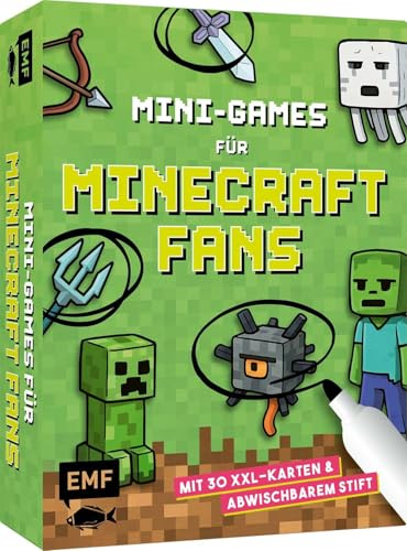 Kartenspiel: Mini-Games für Minecraft-Fans - mit abwischbarem Stift: Kreativer Spiel- und Pixelspaß auf 30 großformatigen Karten - für 1-5 Personen ab 8 Jahren