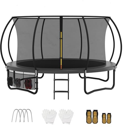 VFU Trampolin Outdoor 427cm, Gartentrampolin mit Sicherheitsnetz für Kinder