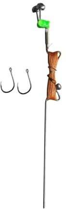 20 m automatisches Angelgerät mit Erdspieß, gefederten Glocken und zwei Haken, ideal zum Fangen von Karpfen und Schildkröten