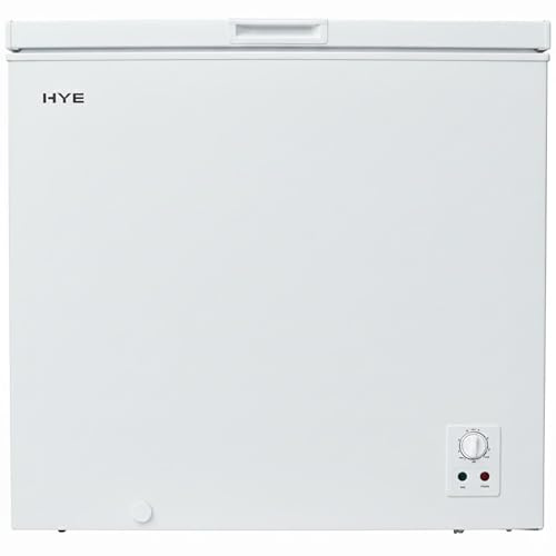 HYE Chest Freezer - 205L Capacity, Freestanding Design, White | Quiet 42 dB Operation, Mechanical Temperature Control, Perfect For Kitchens, Garages & Utility Rooms