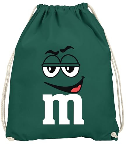 MoonWorks® Turnbeutel - M mit Gesicht - Accessoires Fasching Karneval Gadgets Spruch lustig Faschingsartikel Tasche Gymbag Dunkelgruen unisize