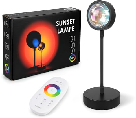 Aromaholik Sunset Lampe LED RGB, Sonnenuntergang Projektionslampe mit HD Linse, 180° drehbar, USB, Fernbedienung, TikTok Stimmungslicht