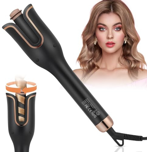 Rizador Automático de Pelo con 4 Temperaturas Ajustables, Revestimiento Cerámico, Antiescaldaduras y Calentamiento Rápido, para Rizos y Ondas