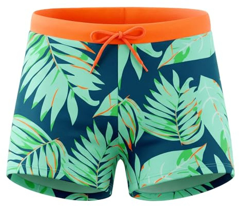 Hoseay Boys Swimming Trunks Kids Stretchy Swim Shorts Age 7-8, Green