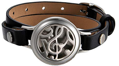 Flongo Aromatherapie Lederarmband Damen-Armband, Leder Armband Armreif Aroma Locket Diffuser Duftstofflocket mit Farbigen Filz-Pads ätherisches Öl Diffusor für Frauen