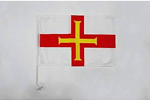 AZ FLAG - Autofahne Guernesey - 45x30 cm - Englische Autoflagge 30 x 45 Cm - Auto Flaggen