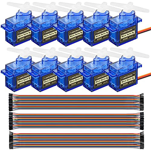 10Pcs SG90 Micro Servo Motor 9G Servo with 120pcs Du-pont Wire 40pin Male to Female, 40pin Male to Male, 40pin Female to Female Breadboard Jumper Wires for Arduino RC Robot Smart Car