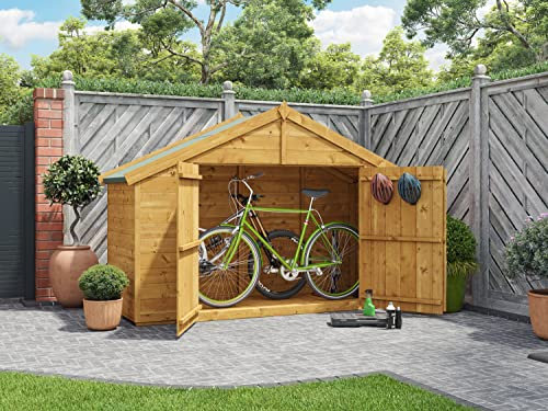BillyOh 3x8 Tongue & Groove Wooden Apex Bike Log Tool Storage Double Door Roof Felt Store Shed 3ft x 8ft