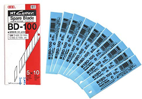 Lot de 50 lames biseautées 9 mm Angle 30° - Lames de rechange pour cutter étroit NT CUTTER BD-100