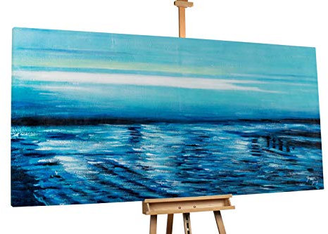 KunstLoft® XXL Gemälde 'Meeresschimmer' 200x100cm | original handgemalte Bilder | Modern Meer Türkis Blau | Leinwand-Bild Ölgemälde einteilig groß | Modernes Kunst Ölbild