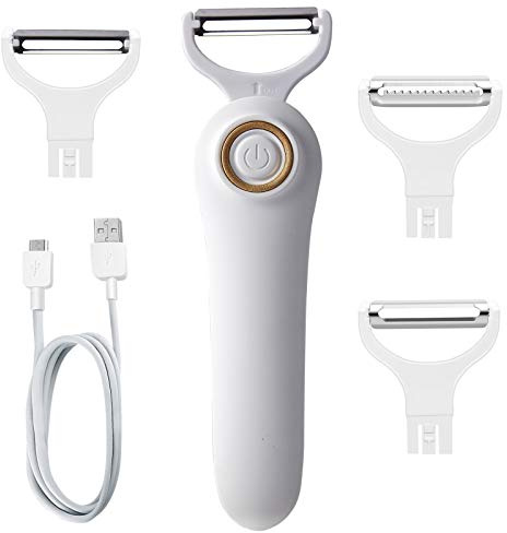 Electric Potato Peeler, Handheld Electric Vegetables and Fruit Peeler 3-in-1 Pro Set, USB Rechargeable Kitchen Gadgets for Apples, Potato, Carrots, Cucumber