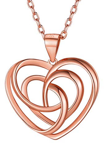 Silvora Women's Rose Gold & Silver Celtic Knot Pendant Necklace, 18+2 Extend Chain, Sterling Silver, Cubic Zirconia, Gift, Valentine's Day