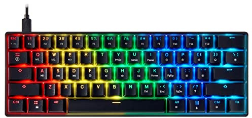 Mizar MZ60 LUNA Mechanical Gaming Keyboard | 60% Keyboard 62 Key ANSI US Layout | RGB LED Backlit | Anti Ghosting NKRO | Progammable Macro Keys | Hotswap Gateron Optical Brown Switches | Black