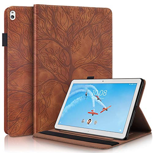 Tedtik Case Lenovo Tab M10 TB-X605F/ TB-X605L/ TB-X505F/ TB-X505L,PU Leather Smart Folio Cover Stand Case for Lenovo Tab M10 10.1 Inch Tablet - Brown