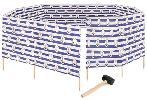 Garronda Strand Windschutz Sichtschutz 15m lang Plus Gummihammer GAEX001 (Streifen/Anker-2, 15 m)