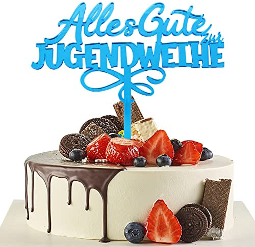Jugendweihe Tortendeko Alles Gute zur Jugendweihe Cake Topper Blau Tortenstecker Acryl Kuchendekoration Geschenkidee zur Jugendweihe