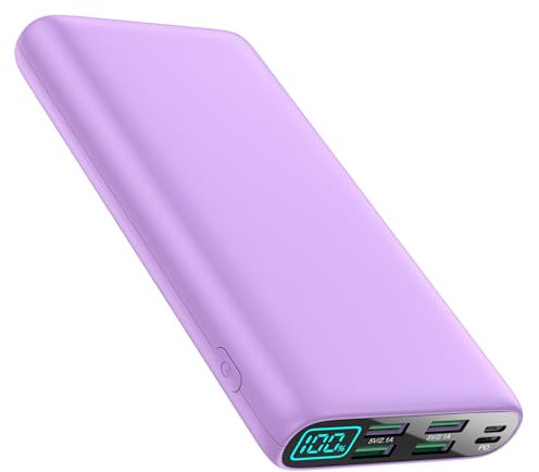 Portable Charger 38800mAh,LCD Display Power Bank,4 USB Outputs Battery Pack Backup,2 Input USB-C in&out Phone Charging Compatible with iPhone 15/14 Pro Max/13/12,Android Samsung Galaxy/Pixel-Purple