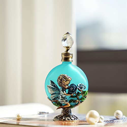 YU FENG Vintage Cherub Angel Perfume Bottles Empty Decorative Refillable Crystal Glass Perfume Bottle(Blue,30ML)