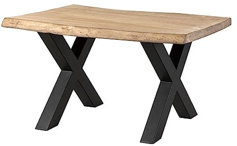 MASSIVMOEBEL24.DE | Freeform 5 - Baumtisch aus Mangoholz - beige lackiert | X-Beine in anthrazit matt | 160x90x77 | Massivholztisch Baumkantentisch Esstisch