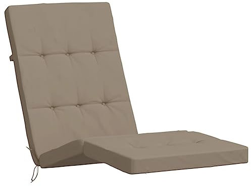 vidaXL Liegestuhl Auflage 2 STK., Kissen für Liegestuhl Gartenstuhl, Wasserabweisendes Stuhlkissen, Stuhlauflage Gartenkissen Sitzpolster, Taupe Oxford Gewebe
