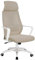 TRISENS Bürostuhl mit Lordosenstütze im Netzstoff-Design Schreibtischstuhl mit Wippfunktion ergonomischer Drehstuhl mit Einer verstellbaren atmungsaktiven Rückenlehne, Farbe:Weiß/Taupe