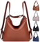 Bestash Sacs à Main PortéS Dos Femme, Convertible Sac à Dos Femme Tendance,Pu Cuir Sac à BandoulièRe 2 en 1 Pour Voyage et Travail（Brun SéQuoia ）