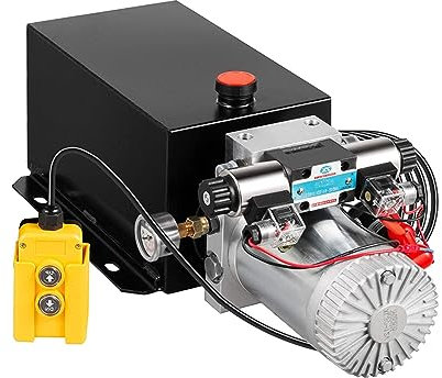 10L Acción Doble Bomba Hidráulica para Remolque de Coches, Depósito de Metal, Bomba Hidráulica Remolque Tanque 12V, Bomba Hidráulica con Efecto Doble para Remolque Volquete