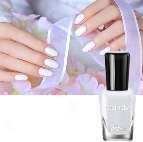 TBeautfave White Nail Polish, Peel off Nail Polish Quick Dry & Long Lasting Nail Polish Natural Nail Polish No Need Cure Gel Polish Nail Varnish for DIY Nail Art