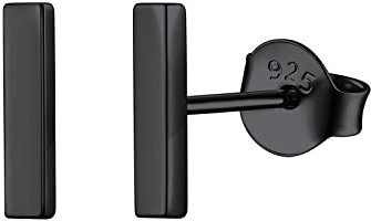 FOCALOOK Silber 925 Ohrringe Ohrstecker Schwarz Damen Rechteck Ohrringe Silver Earrings Piercing Ohr Medizinische Ohrstecker Earrings Accessoire Ohrschmuck