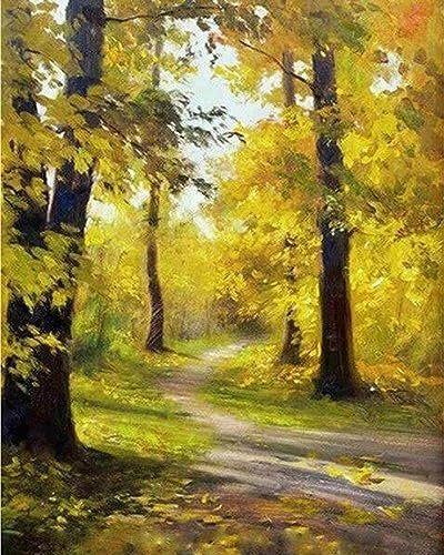 COKYIS Vorgedruckt Kreuzstich Stickpackungen Ginkgo-Wald 11CT Stickbild Stickvorlage DIY Stickset für Anfänger Home Decor 40x50cm