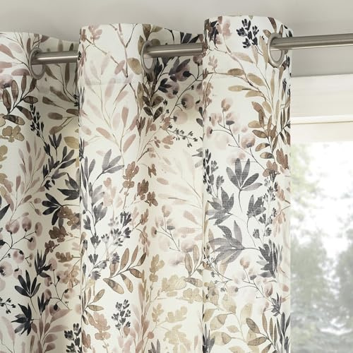 No. 918 Amelie Botanical Print Energy Saving Grommet Curtain Panel, 48 x 84, Blush
